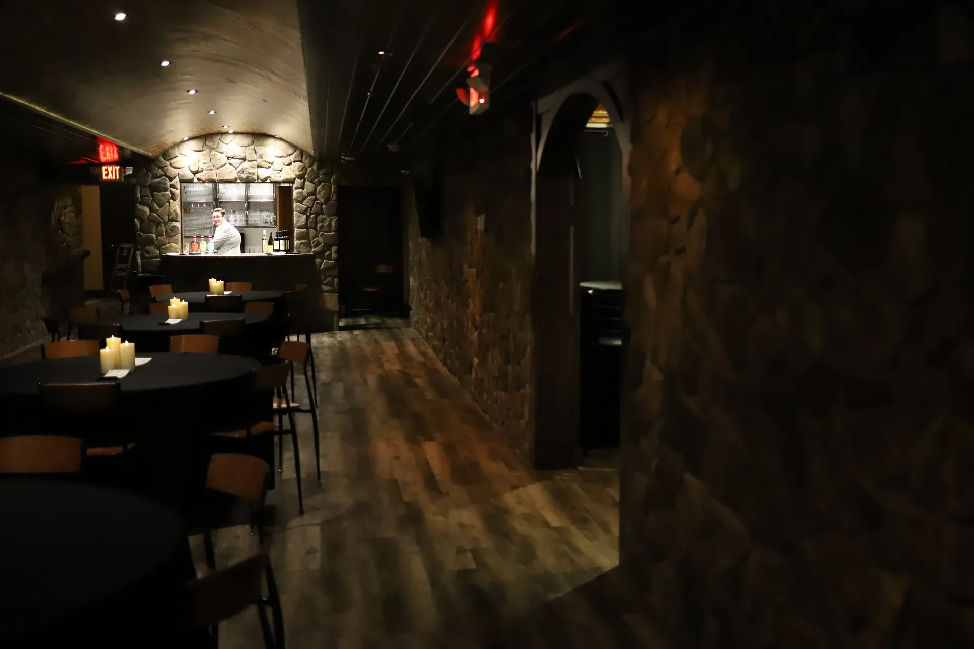 Full bar area at Bella Vino event venue in Bellefontaine, Ohio